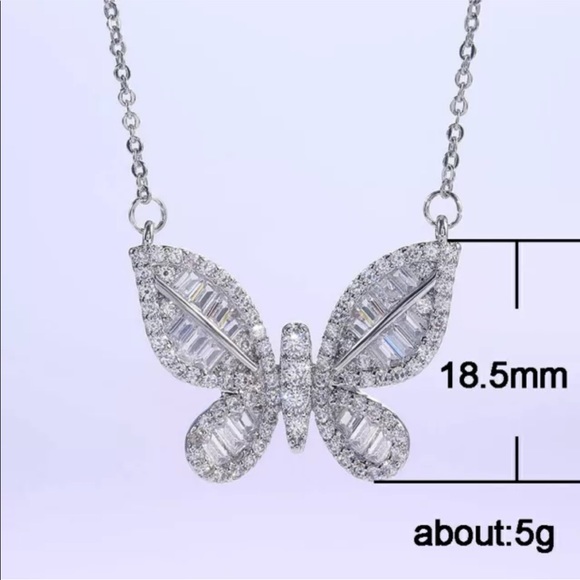 New Gorgeous Butterfly 925 Silver Diamond Necklace Pendant Women - Picture 2 of 7